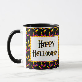 Fröhliches Halloween Candy Pattern auf Black Coffe Tasse