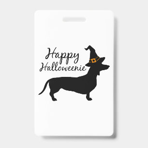 Fröhliches Halloween-Dachshund-Hund-Hexen-Wi Ausweis