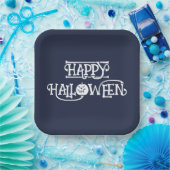 'Fröhliches Halloween' Deep Navy Halloween-Party Pappteller (Party)