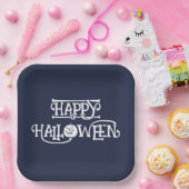 'Fröhliches Halloween' Deep Navy Halloween-Party Pappteller (Party)