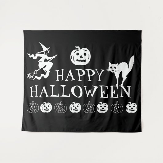 Fröhliches Halloween-Dekor Wandteppich (Vorderseite (Horizontal))