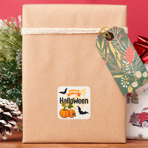 Fröhliches Halloween-Design Quadratischer Aufkleber