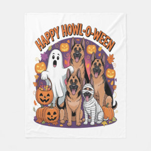 Fröhliches Halloween Deutsche Schäferhund Fleecedecke