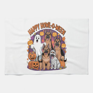 Fröhliches Halloween Deutscher Schäferhund Geschirrtuch