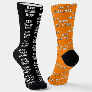 Fröhliches Halloween Eek Scary Boo Orange Schwarz Socken