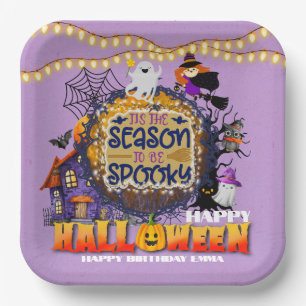 Fröhliches Halloween, es ist spooky Season-Feier Pappteller