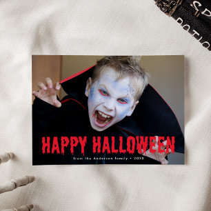 Fröhliches Halloween-Foto mit roten Bluttropfen Feiertagskarte
