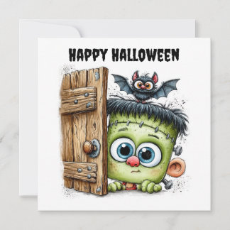 Fröhliches Halloween Frankenstein Klappkarte Feiertagskarte