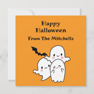 Fröhliches Halloween-Geist-Fledermaus-Orange Moder Karte