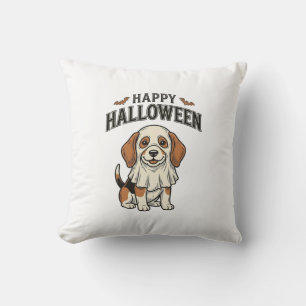 Fröhliches Halloween-Geist-Hund Vintage-Gravur-Shi Kissen