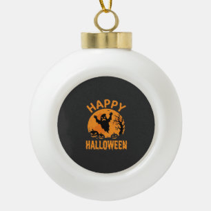 Fröhliches Halloween-Geist-Kürbis-Vektordesign Keramik Kugel-Ornament