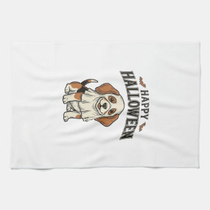 Fröhliches Halloween-Geisterhund-Vintage-Gravur-Sh Geschirrtuch