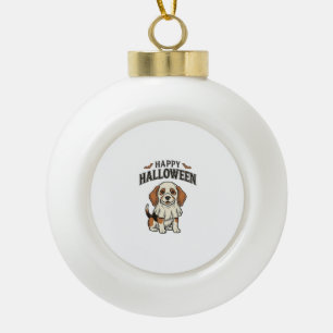 Fröhliches Halloween-Geisterhund-Vintage-Gravur-Sh Keramik Kugel-Ornament