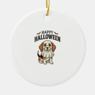 Fröhliches Halloween-Geisterhund-Vintage-Gravur-Sh Keramik Ornament