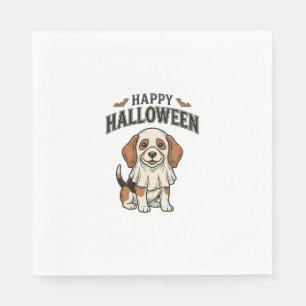 Fröhliches Halloween-Geisterhund-Vintage-Gravur-Sh Serviette