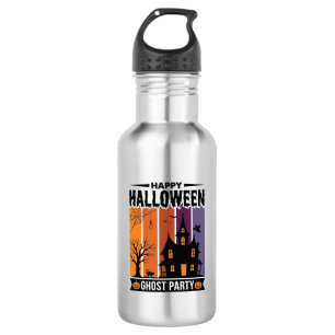Fröhliches Halloween-Geisterparty-Spookhaus-Shirt Edelstahlflasche
