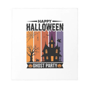 Fröhliches Halloween-Geisterparty-Spookhaus-Shirt  Notizblock