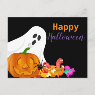 Fröhliches Halloween Gespenst Kürbis Kinder Feiertagspostkarte