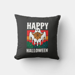 Fröhliches Halloween Gespenst Spinnennetz Retro Kissen