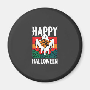 Fröhliches Halloween Gespenst Spinnennetz Retro Magnet