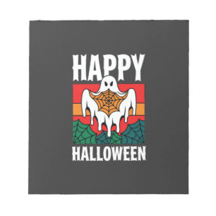 Fröhliches Halloween Gespenst Spinnennetz Retro Notizblock