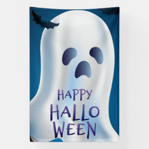 Fröhliches Halloween Gespenst und Fledermaus Banner