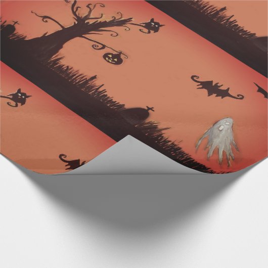 Fröhliches Halloween Ghosts & Pumpkin Wrapping Pap Geschenkpapier (Ecke)