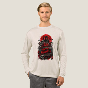 Fröhliches Halloween-Gothic-Kürbis-Totenkopf-Desig Tri-Blend Shirt
