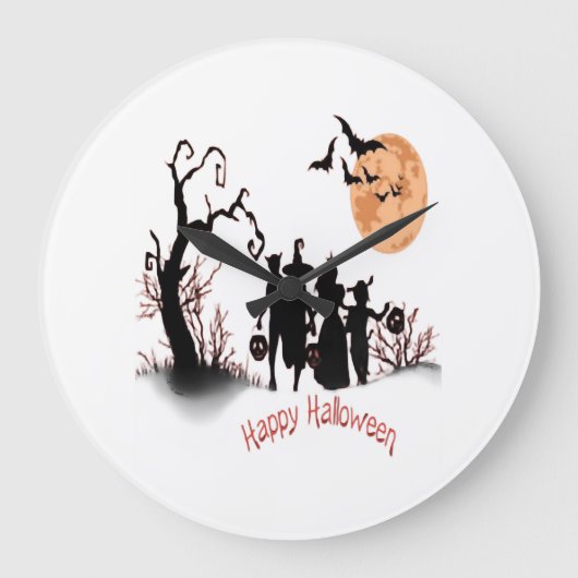Fröhliches Halloween Große Wanduhr (Vorderseite)