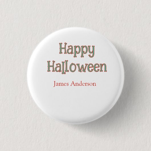 Fröhliches Halloween grün orange Pastell trendy mo Button (Vorderseite)