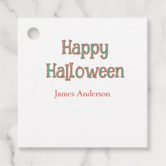 Fröhliches Halloween grün orange Pastell trendy mo Geschenkanhänger