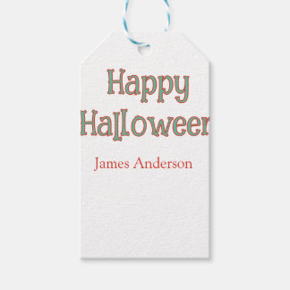 Fröhliches Halloween grün orange Pastell trendy mo Geschenkanhänger