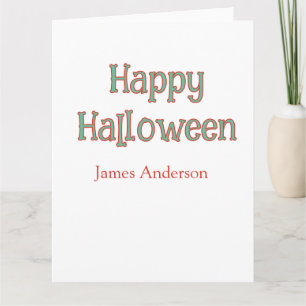 Fröhliches Halloween grün orange Pastell trendy mo Karte