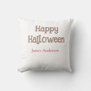 Fröhliches Halloween grün orange Pastell trendy mo Kissen