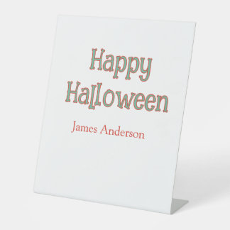 Fröhliches Halloween grün orange Pastell trendy mo Sockelschild