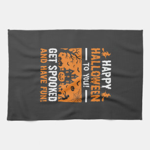 Fröhliches Halloween Grusel-Hexenhaus-Zitat Geschirrtuch