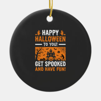 Fröhliches Halloween Grusel-Hexenhaus-Zitat Keramik Ornament