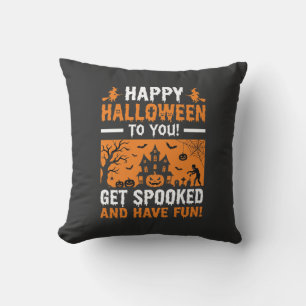 Fröhliches Halloween Grusel-Hexenhaus-Zitat Kissen