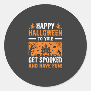 Fröhliches Halloween Grusel-Hexenhaus-Zitat Runder Aufkleber