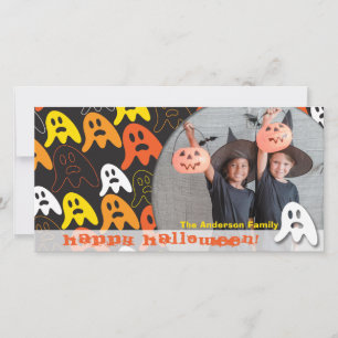 Fröhliches Halloween Gruselige Geister Kinderfoto Feiertagskarte