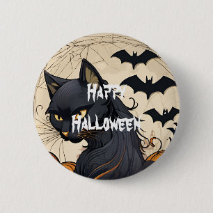 Fröhliches Halloween Gruselige Katze Button