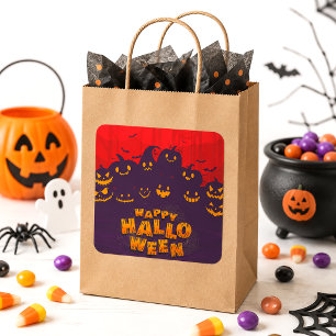 Fröhliches Halloween Gruselige Kürbisse Kinderpart Quadratischer Aufkleber