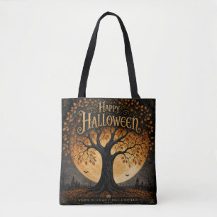Fröhliches Halloween Gruseliger Baum Vollmond Goth Tasche