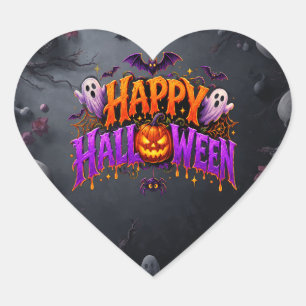 Fröhliches Halloween Gruseliger Kürbis Geister Fle Herz-Aufkleber