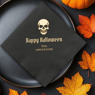 Fröhliches Halloween gruseliger Totenschädel mit i Servietten Mit Folie