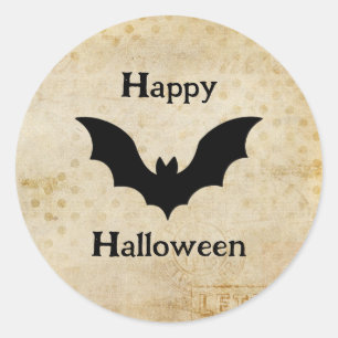 Fröhliches Halloween Gruseliger Vintage-Fledermaus Runder Aufkleber