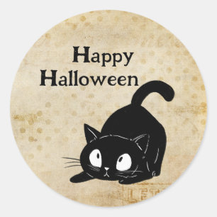 Fröhliches Halloween Gruseliges Vintage Schwarzes  Runder Aufkleber