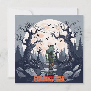 Fröhliches Halloween Gruselpfad zur Party Einladung