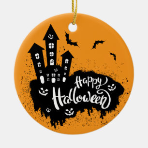 Fröhliches Halloween-Haus Keramik Ornament