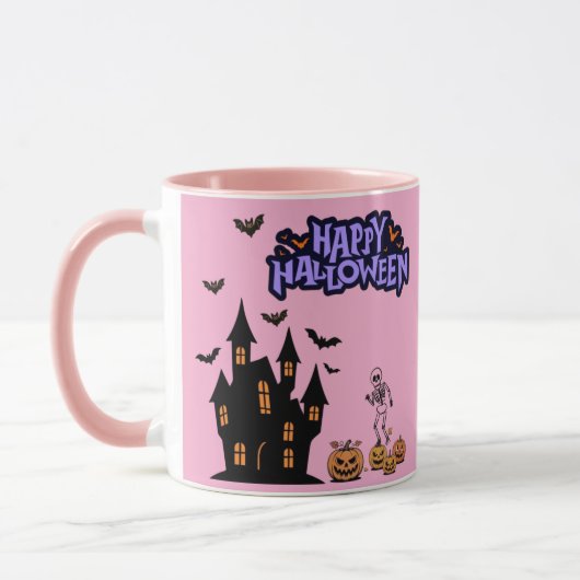 Fröhliches Halloween hellrosa Tasse (Links)
